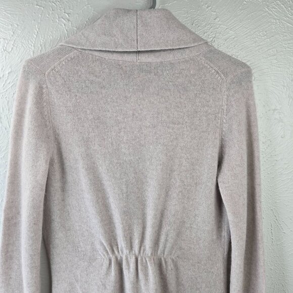Cashmere Cardigan Sweater XS Long Line Shawl Collar One Button Preppy Minimalist - Picture 7 of 12